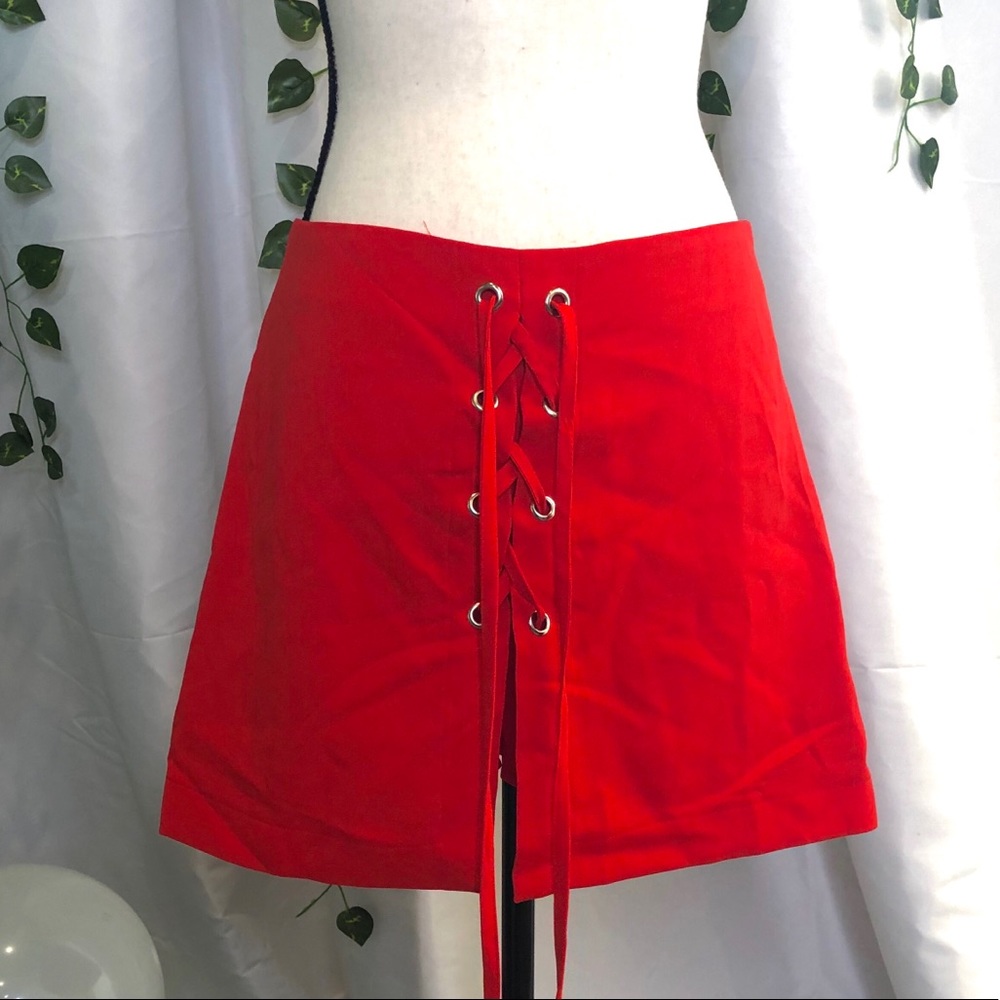 Red Skort with Lace up